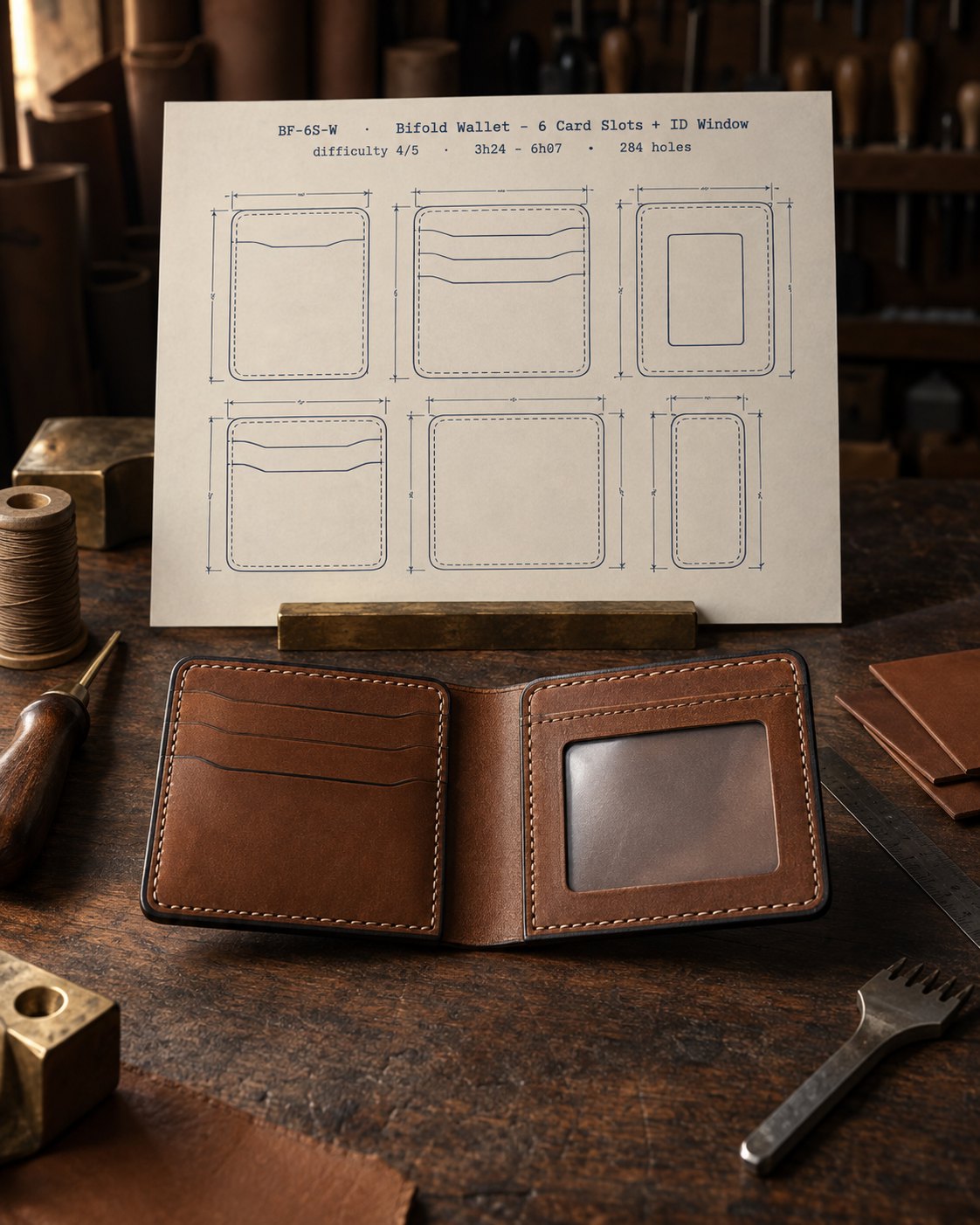 Bifold Wallet, 6 Slots + ID Window